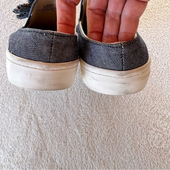 ANTHROPOLOGIE LOUISE ET CIE DENIM FLORAL RAFFIA TRIM SNEAKERS SLIDES SIZE 9.5 - Picture 4 of 11